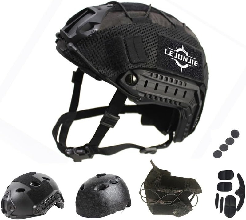 LEJUNJIE PJ Tactical Paintball Airsoft Helmet Fast Military Helmet with NVG Bracket and Side Guide Rail - Image 1